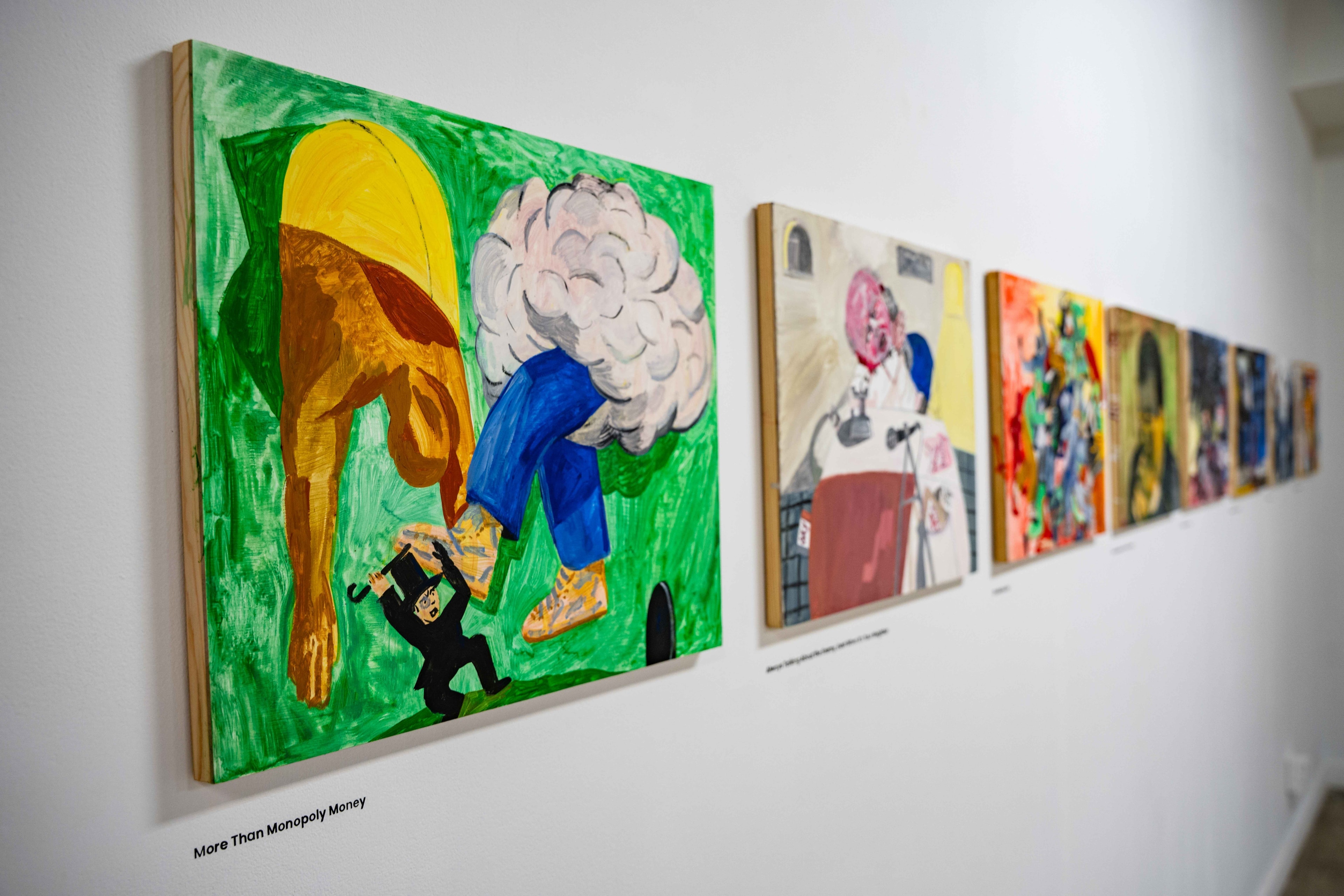 Colorful artwork on display at the reception